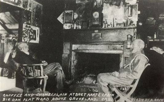 John Chaffee und Jason Chamberlain in ihrem Haus in Second Garrote bei Groveland.  1890