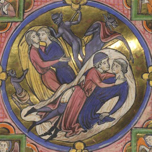 Cod. 2254, fol. 2r (Ausschnitt), Szenen zum 1. Buch Moses
